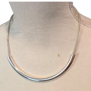 Minimalist Collar Necklace Modern Tube Bar Choker Mesh Chain Adjustable Fashion